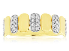 .32CT DIAMOND 14K 2 TONE GOLD 3D CLASSIC OVAL RECTANGULAR SEMI ETERNITY FUN RING