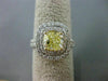 ESTATE LARGE GIA 2.04CT DIAMOND 18K TWO TONE GOLD 3D CUSHION CUT ENGAGEMENT RING
