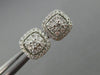 ESTATE .50CT DIAMOND 14KT WHITE GOLD 3D SQUARE DOUBLE HALO ROUND STUD EARRINGS