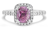 3.04CT DIAMOND & AAA PINK SAPPHIRE 14KT WHITE GOLD CUSHION HALO ENGAGEMENT RING
