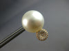 ESTATE LARGE .49CT DIAMOND & AAA SOUTH SEA PEARL 18KT ROSE GOLD CIRCULAR STUD EARRINGS