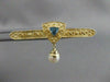 ESTATE BLUE TOPAZ PEARL 14K YELLOW GOLD FILIGREE HANGING STICK PIN BROOCH #20855