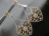 EXTRA LARGE 2.91CT DIAMOND 18K WHITE & ROSE GOLD FLOWER CLIP ON HANGING EARRINGS