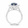 GIA 4.23CT DIAMOND & AAA SAPPHIRE 18K WHITE GOLD PEAR SHAPE HALO ENGAGEMENT RING