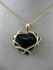 ESTATE .35CT DIAMOND & ONYX 14KT ROSE GOLD 3D HANDCRAFTED HEART FLOATING PENDANT