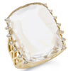 LARGE 14.08CT DIAMOND & AAA WHITE TOPAZ 14KT YELLOW GOLD 3D CUSHION FUN RING