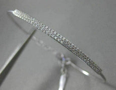 ESTATE .32CT DIAMOND 14K WHITE GOLD 3D CLASSIC PAVE TWO ROW LOVE BANGLE BRACELET