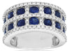 WIDE 2.92CT DIAMOND & AAA SAPPHIRE 14KT WHITE GOLD 3D MULTI ROW ANNIVERSARY RING