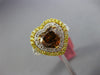 GIA LARGE 2.22CT MULTI COLOR DIAMOND 18K 2 TONE GOLD DOUBLE HALO ENGAGEMENT RING