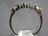 ESTATE 1.13CT DIAMOND 18KT WHITE GOLD 3D ROUND & BAGUETTE 3 ROW ANNIVERSARY RING