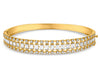 WIDE 2.50CT DIAMOND 14KT YELLOW GOLD ROUND & BAGUETTE 3 ROW CUFF BANGLE BRACELET