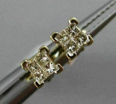 ESTATE .15CT PRINCESS DIAMOND 14KT YELLOW GOLD SOLITAIRE CLASSIC STUD EARRINGS