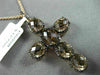 ESTATE LARGE 10.76CT BLACK DIAMOND & SMOKY TOPAZ 14KT ROSE GOLD CROSS PENDANT