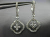 ESTATE 1.23CT DIAMOND 14K WHITE GOLD 3D FLOWER LEVERBACK HUGGIE HANGING EARRINGS