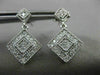 ESTATE .33CT DIAMOND 14KT WHITE GOLD 3D SQUARE HALO MILGRAIN HANGING EARRINGS