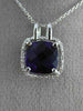 ESTATE LARGE 3.94CT DIAMOND & AAA AMETHYST 14KT WHITE GOLD HALO FLOATING PENDANT