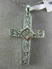 ESTATE LARGE .45CT DIAMOND 18KT WHITE GOLD CLASSIC FILIGREE CROSS PENDANT #6916