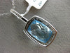 ESTATE LARGE 9.61CT DIAMOND & CUSHION BLUE TOPAZ 14K WHITE GOLD FILIGREE PENDANT