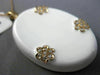 ESTATE LARGE .45CT DIAMOND & AAA WHITE ENAMEL 14KT ROSE GOLD FLOWER LOVE PENDANT