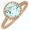 1.91CT DIAMOND & AAA AQUAMARINE 14KT ROSE GOLD ROUND HALO FRIENDSHIP LOVE RING