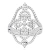 LARGE 1.04CT DIAMOND 14KT WHITE GOLD ROUND & BAGUETTE FLORAL OPEN FILIGREE RING