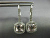 ESTATE 1.83CT AAA MORGANITE 14K WHITE GOLD 3D CUSHION LEVERBACK HANGING EARRINGS