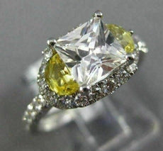 ESTATE 2.19CT DIAMOND & AAA YELLOW SAPPHIRE 14KT WHITE GOLD 3D ENGAGEMENT RING