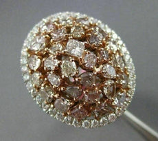 ESTATE EXTRA LARGE 4.23CT MULTI COLOR DIAMOND 18K WHITE & ROSE GOLD 3D OVAL RING