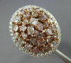 ESTATE EXTRA LARGE 4.23CT MULTI COLOR DIAMOND 18K WHITE & ROSE GOLD 3D OVAL RING