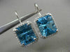 ESTATE LARGE 16.48CT DIAMOND BLUE TOPAZ 14KT GOLD HALO FILIGREE HANGING EARRINGS