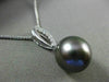 ESTATE .11CT DIAMOND 14K WHITE GOLD 3D TAHITIAN PEARL OPEN LEAF FLOATING PENDANT
