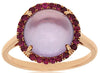 ESTATE 4.13CT AAA AMETHYST & RUBY 14KT ROSE GOLD 3D ROUND CLASSIC HALO FUN RING