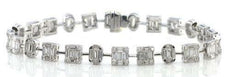 4.17CT DIAMOND 18K WHITE GOLD ROUND & BAGUETTE SQUARE & OVAL FUN TENNIS BRACELET