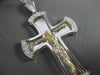 ESTATE EXTRA LARGE .45CT DIAMOND 14K WHITE & YELLOW GOLD 3D CROSS PENDANT #12476