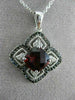 ESTATE 2.83CT WHITE & BLACK DIAMOND & GARNET 14K 2 TONE GOLD OPEN SQUARE PENDANT