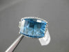ESTATE WIDE 6.43CTW DIAMOND & AAA BLUE TOPAZ 14KT WHITE GOLD 3D RECTANGULAR RING