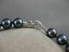 ESTATE 8.5MM BLACK TAHITIAN PEARL 18KT WHITE GOLD 18" INCH SILK NECKLACE #1932