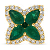 1.87CT DIAMOND & AAA EMERALD 14K YELLOW GOLD 3D PEAR SHAPE FLOWER STUD EARRINGS