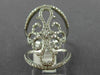 ESTATE EXTRA LARGE .85CT DIAMOND 14KT WHITE GOLD 3D FLOWER OPEN FILIGREE RING