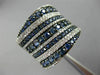 ESTATE LARGE 2.14CT DIAMOND & SAPPHIRE 14KT WHITE GOLD MULTI ROW COCKTAIL RING