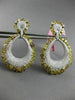 ESTATE LARGE 14.62CT WHITE & MULTI FANCY DIAMONDS 18KT 2 TONE GOLD DROP EARRINGS