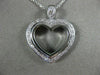 ESTATE .40CT DIAMOND 18KT WHITE GOLD 3D CLASSIC OPEN HEART PAVE PENDANT #11939