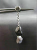 ESTATE LONG .12CT DIAMOND 14K WHITE & BLACK GOLD 3D HAMMER LOOK HANGING EARRINGS