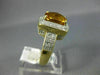 EXTRA LARGE 3.40CT DIAMOND & AAA CITRINE 14KT 2 TONE GOLD CUSHION FILIGREE RING