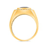LARGE 3.18 CT DIAMOND AAA SAPPHIRE 14KT YELLOW GOLD CUSHION SOLITAIRE MEN'S RING