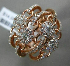 ESTATE LARGE 1.56CT DIAMOND 18KT ROSE GOLD 3D MULTI ROW CRISS CROSS FLOWER RING