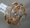 ESTATE LARGE 1.56CT DIAMOND 18KT ROSE GOLD 3D MULTI ROW CRISS CROSS FLOWER RING