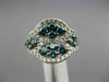 ESTATE WIDE 2.0CT ROUND WHITE & FANCY BLUE DIAMOND 14K WHITE GOLD 3D FLOWER RING