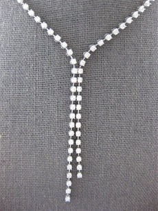 4.32CT DIAMOND 14KT WHITE GOLD BY THE YARD SEMI ETERNITY 2 ROW LARIAT NECKLACE