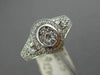 ESTATE WIDE .50CT DIAMOND 14KT WHITE GOLD CLUSTER OVAL MILGRAIN FRIENDSHIP RING